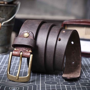Men’s Genuine Leather Belt – Italian Cowhide with Brass Buckle 25